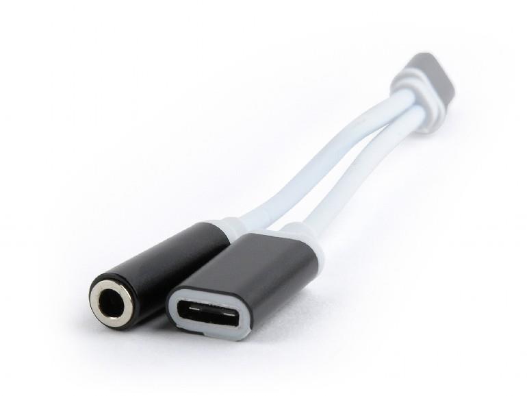 7702 CABLEXPERT ΚΑΛΩΔΙΟ TYPE-C ΣΕ 3.5mm STEREO+POWER ΜΑΥΡΟ - Image 1