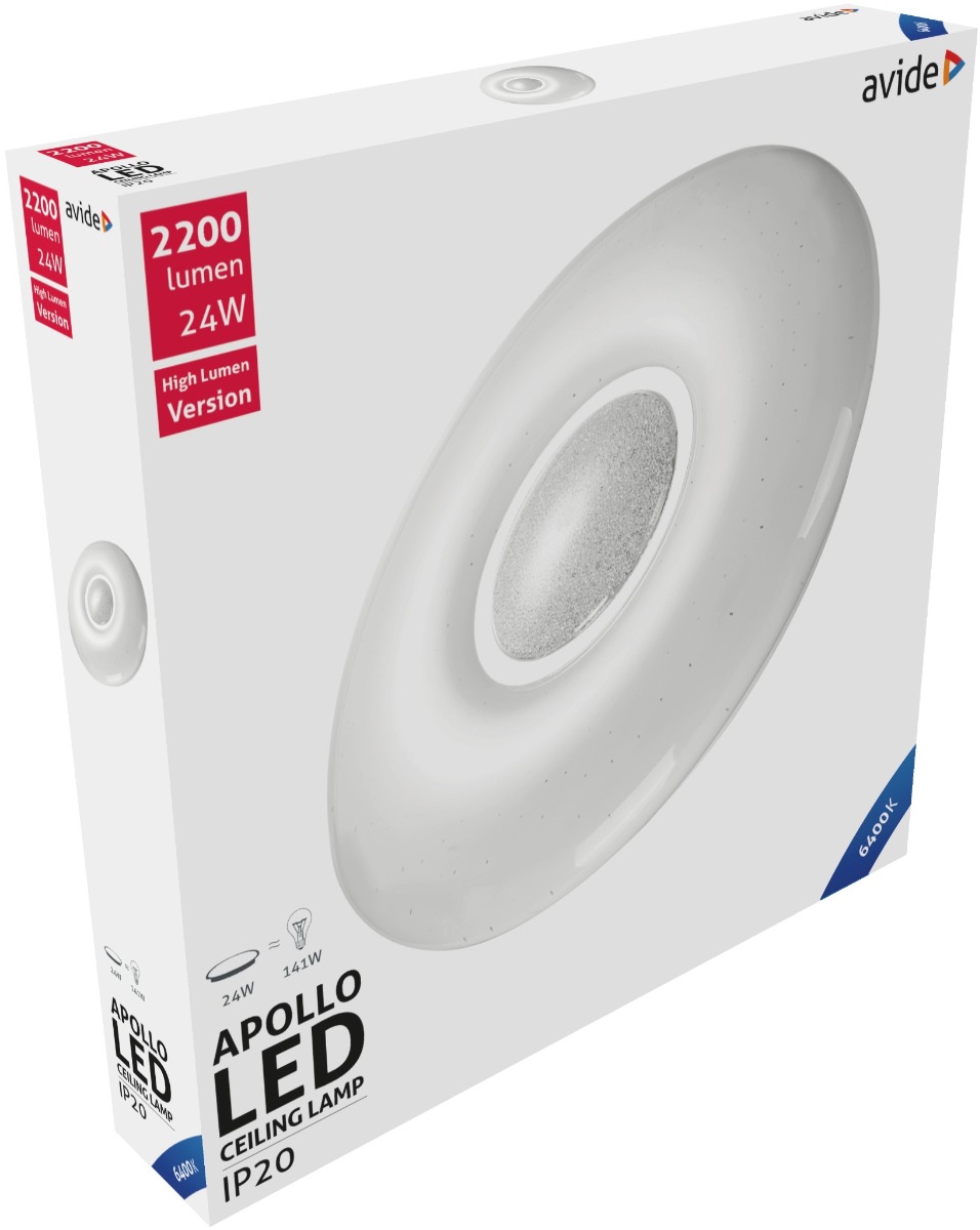 ap64 Avide LED Μοντέρνα Πλαφονιέρα Οροφής Apollo 24W 410*70mm Ψυχρό 6400K - Image 1