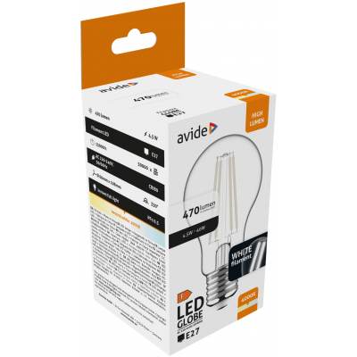 awlfg27nw-45w_avide-led-white-filament-globe-45w-e27-nw-4000k-400x400 Avide LED White Filament Σφαιρική 4.5W E27 NW 4000K - Image 1