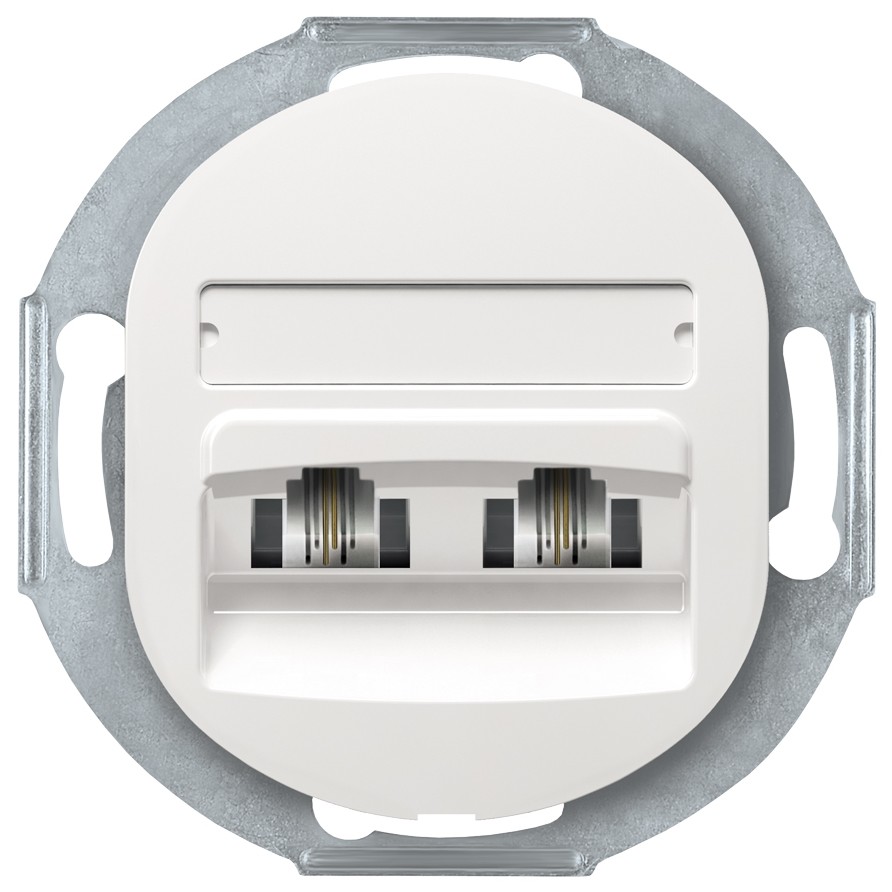 erw-eon-e6130_eon-fedokeret-mentes-telefon-iker-aljzat-2xrj12-6-4-cat-3-feher EON E613.0 Double telephone socket without cover frame 2xRJ12 6/4 Cat 3, white - Image 1
