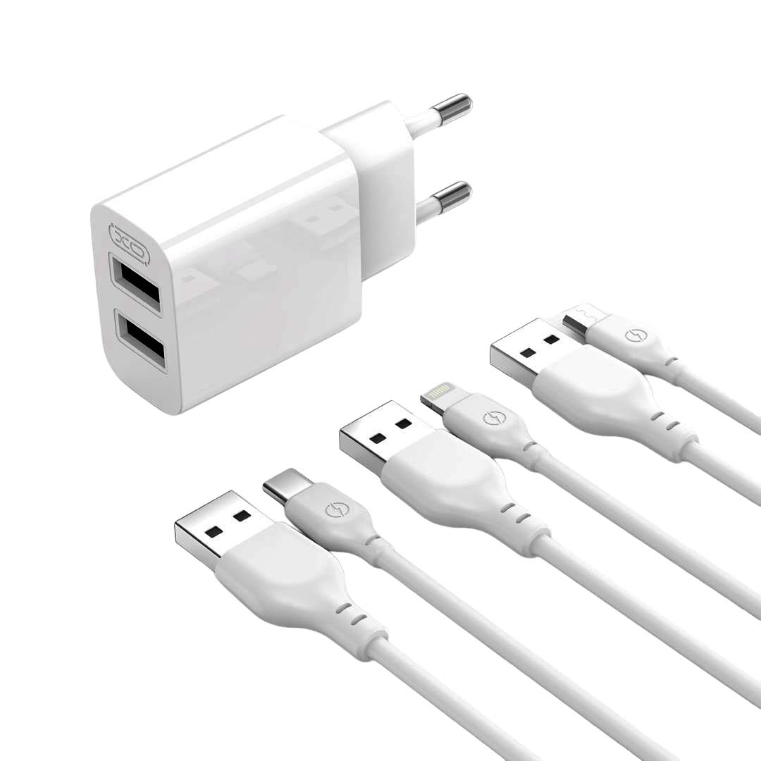 eu_suit-photoroom.png-photoroom_2 XO L109 (EU) Dual USB-A 2.4A Charger with Type-C cable - Image 1