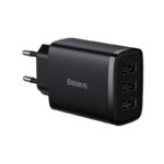 Φορτιστής Baseus 17W Quick Charge με 3xUSB-A - Μαύρο (Compact)