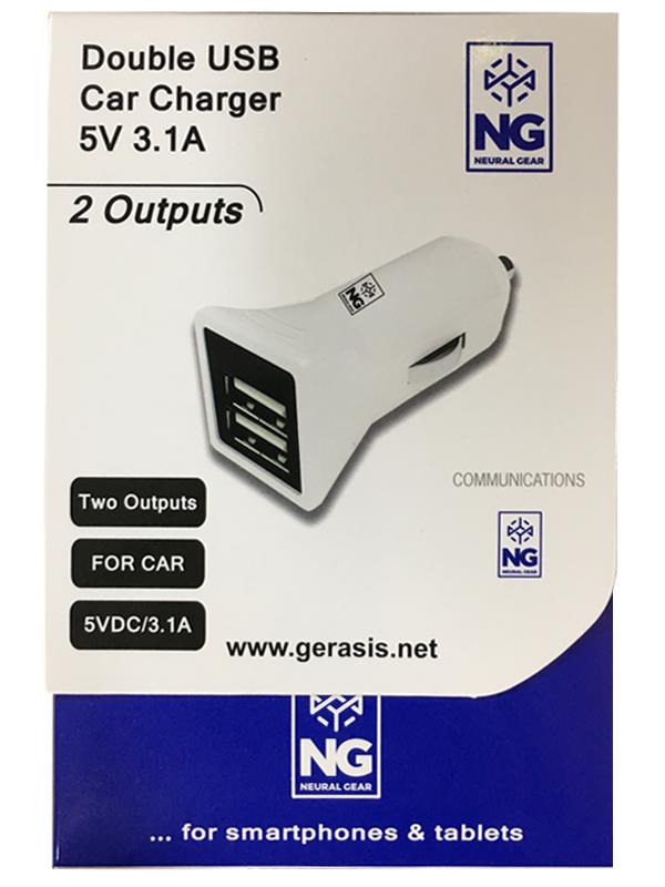 287 NG ΦΟΡΤΙΣΤΗΣ ΑΥΤΟΚΙΝΗΤΟΥ 2USB 5V 3.1A ΛΕΥΚΟ - Image 1