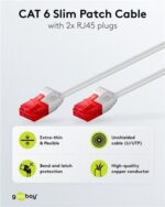 GOOBAY καλώδιο δικτύου 71545, CAT 6 U/UTP, slim, copper, 250MHz, 0.15m, γκρι - Image 2