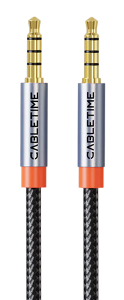 CT-AM35M-AG2 CABLETIME καλώδιο ήχου 3.5mm CT-AM35M, gold plated, 2m, μαύρο - Image 1