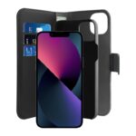 Puro Eco-Leather Case for iPhone 14 Plus W/horiz.flip+3 Card Slot+Banknote Pocket+Magn Cover Black - Image 2