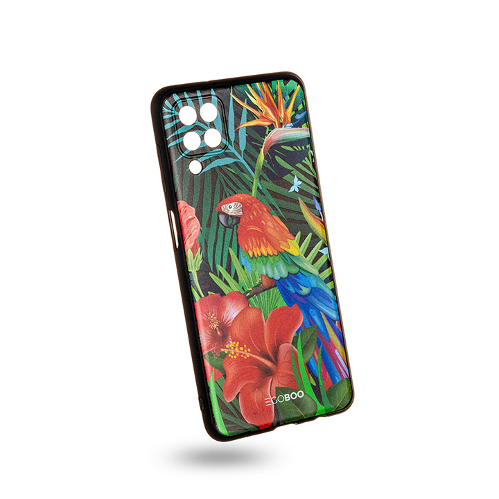 SA12DTPUJUNGP EGOBOO backcover for Samsung A12/A12S/A12N, Jungle Parrot - Image 1
