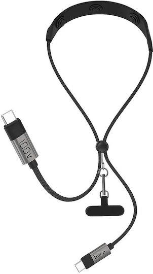 32898 HOCO U145, ΚΑΛΩΔΙΟ ΦΟΡΤΙΣΗΣ TYPE-C ΣΕ TYPE-C, ΛΕΜΟΥ, 100W, 1.4M, ΜΑΥΡΟ - Image 1