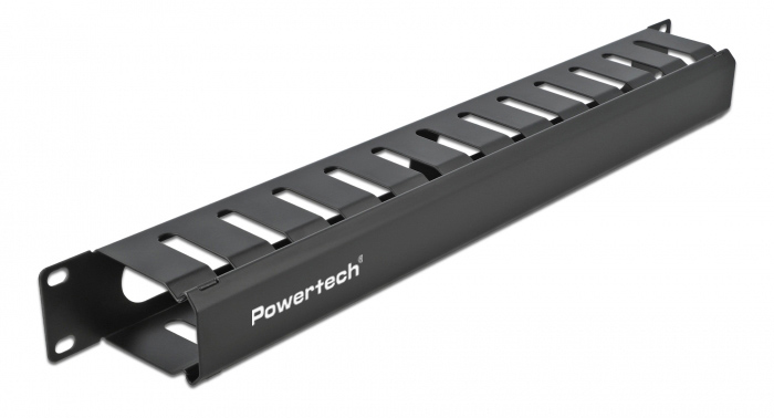 NETW-0047 POWERTECH cable management NETW-0047 για rack 19"/1U, μεταλλικό, μαύρο - Image 1