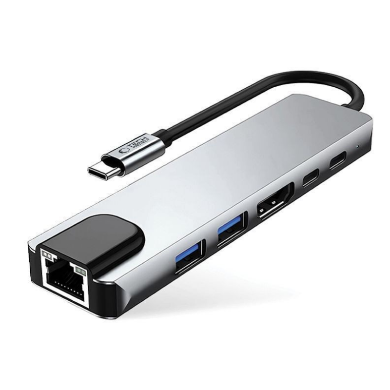 tech-protect-hb02-usb-c-docking-station-me-hdmi-4k-pd-ethernet-gkri-2181 Tech-Protect HB02 USB-C Docking Station με HDMI 4K PD Ethernet - Γκρι - Image 1
