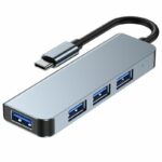 Tech-Protect V1-HUB USB 3.0 Hub 4 Θυρών με σύνδεση USB-C & Θύρα Φόρτισης - Γκρι