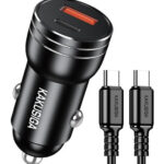 KAKUSIGA φορτιστής αυτοκινήτου KSC-1714 με καλώδιο USB-C, USB/USB-C, 60W, μαύρος