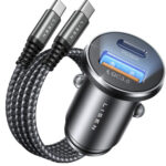 Lisen Φορτιστής Αυτοκινήτου με Θύρες: 1xUSB 1xType-C μαζί με Καλώδιο Type-C Μαύρο Χρώμα