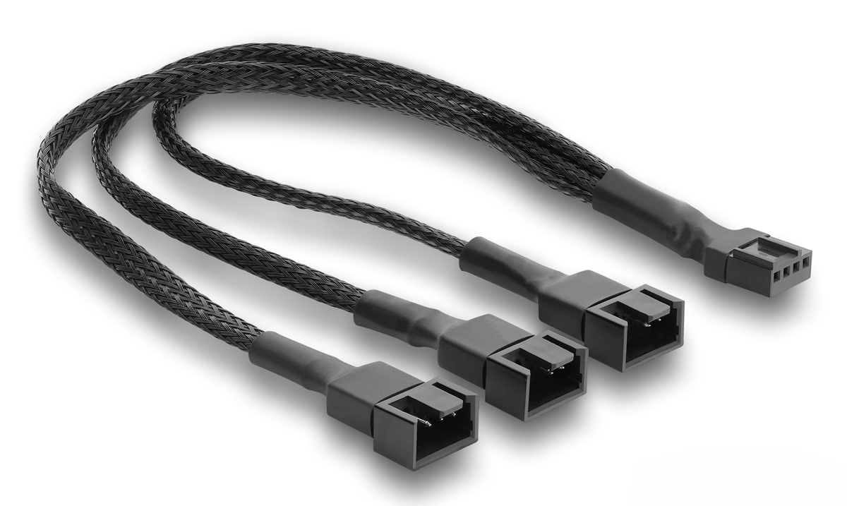 91366 DELOCK καλώδιο 1x 4pin PWM σε 1x 4pin PWM + 2x 3pin 91366 για ανεμιστήρες, 25cm, μαύρο - Image 1