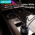 USAMS FM transmitter & φορτιστής CC328, USB/USB-C, 30W, Bluetooth, μαύρο - Image 2