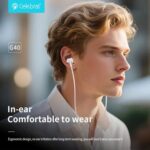 CELEBRAT earphones με μικρόφωνο G40, USB-C σύνδεση, 10mm, 1.2m, λευκά - Image 2