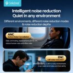 CELEBRAT earphones με θήκη φόρτισης W72, True Wireless, 10mm, 33/380mAh, ANC & ENC, μαύρα - Image 2