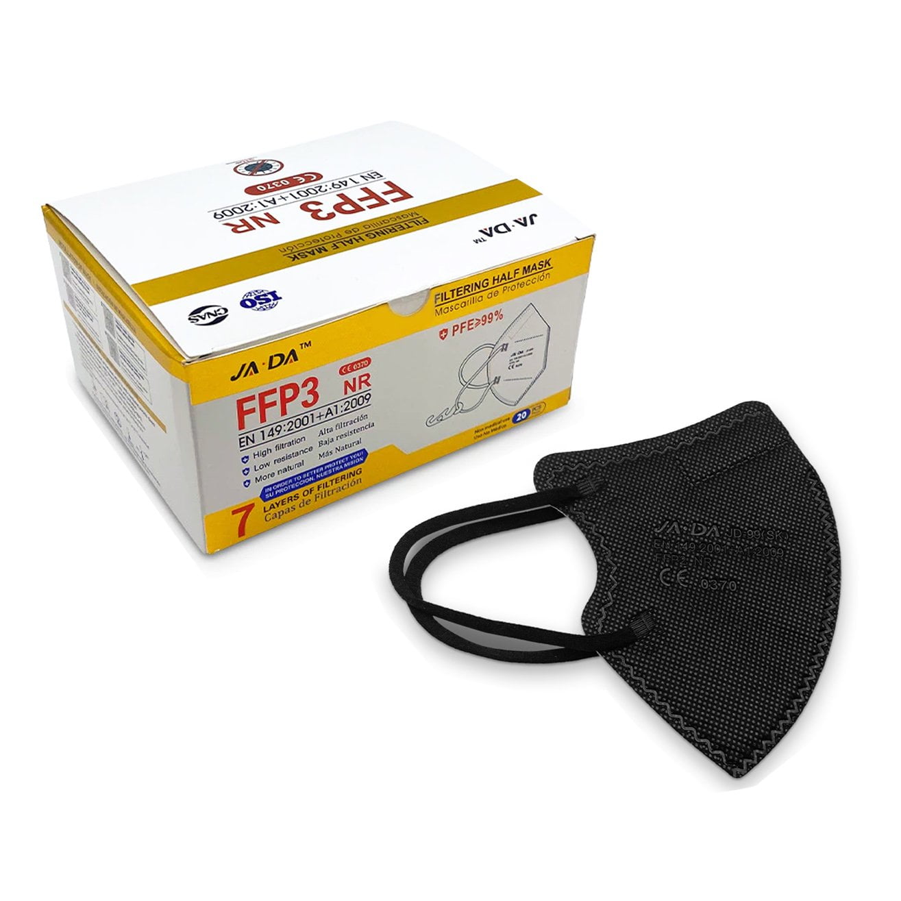 jada-ffp3-black-3 Μάσκες Προστασίας JADA FFP3 NR 7ply Filtering Half Mask Μαύρο 20 Τεμάχια - Image 1
