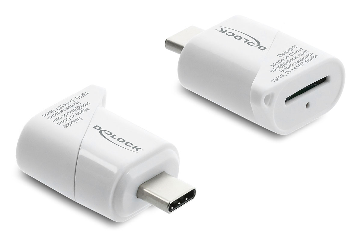 91427 DELOCK card reader 91427 για micro SD, USB-C σύνδεση, 5Gbps, λευκό - Image 1